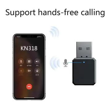 Лека Безжична Bluetooth USB 5.1 Адаптер е Приемник с 3.5 мм AUX Домашен Стерео Авто Аудиоадаптер HIFI Ключ За Хендсфри
