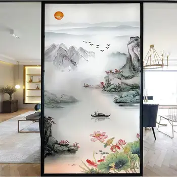 Индивидуален китайски стил замръзналите врати прозорец слънцезащитен крем стикер за декорация на банята филм за поверителност баня