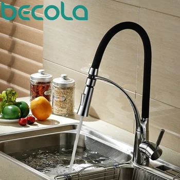 Becola намалява с кухненски смесител за бортике батерия за мивка с топла и студена вода черен кран B-9205B