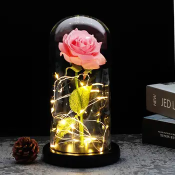 Цветен led лампа Изкуствени цветя Червена роза Мистериозна кутия Подарък за мама Коледен подарък за Свети Валентин 