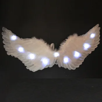 Възрастен Дете LED Светлинен Светлина Ангелско Перо Крилото Крилата на Феите Cosplay Подпори Вечерен Костюм Навидад Коледна украса 2022 Нова Година