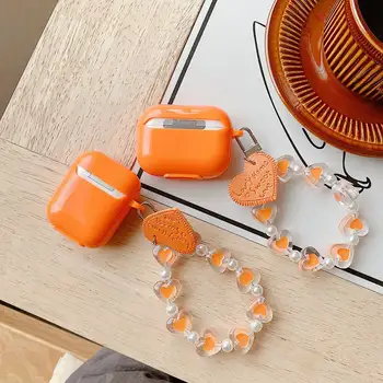 Сменяем Калъф за слушалки за AirPods Бонбони Оранжеви Калъфи за слушалки За AirPods 1/2 AirPods Pro Калъф за слушалки с лента за любовта
