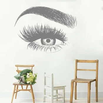 Нов Дизайн на Очите Миглите Стикер На Стената Стикер на Мигли или Вежди Вежди в Салон за Красота Цитат Грим Винилови Стикери за Стена на Стаята за момичета LC138